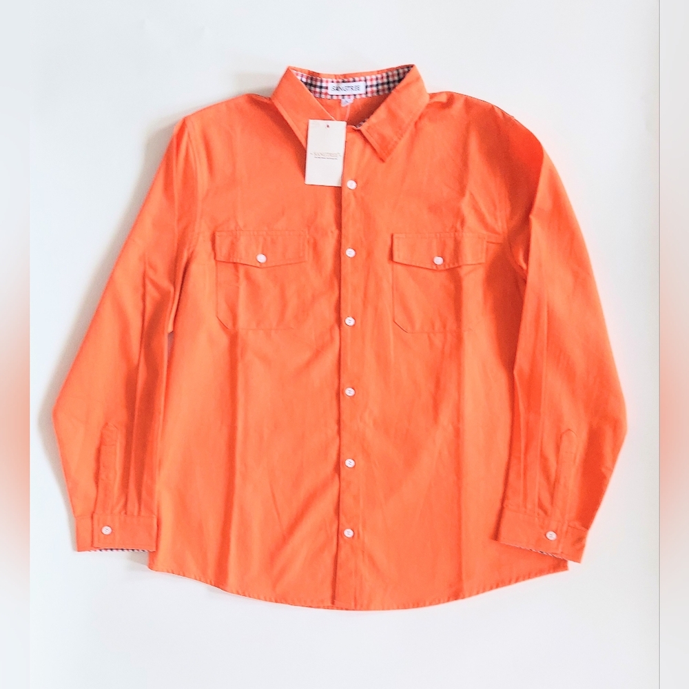Sangtree Long Sleeve Button Down Shirt Orange Mens Large NWT